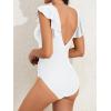 imageB2prity Womens One Piece Swimsuit Ruffle Slimming Tummy Control Bathing Suit Criss Cross High Waist 1 Piece SwimwearWhite