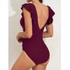 imageB2prity Womens One Piece Swimsuit Ruffle Slimming Tummy Control Bathing Suit Criss Cross High Waist 1 Piece SwimwearWine Red