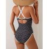 imageB2prity Womens V Neck One Piece Swimsuit Tummy Control Slimming Bathing Suit Double Straps Crisscross Back SwimwearBlack White Spots