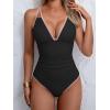 imageB2prity Womens V Neck One Piece Swimsuit Tummy Control Slimming Bathing Suit Double Straps Crisscross Back SwimwearBlack light Pink