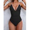 imageB2prity Womens V Neck One Piece Swimsuit Tummy Control Slimming Bathing Suit Double Straps Crisscross Back SwimwearBlack light Pink