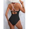 imageB2prity Womens V Neck One Piece Swimsuit Tummy Control Slimming Bathing Suit Double Straps Crisscross Back SwimwearBlack light Pink
