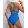 imageB2prity Womens V Neck One Piece Swimsuit Tummy Control Slimming Bathing Suit Double Straps Crisscross Back SwimwearBlue sky Blue