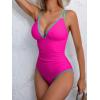 imageB2prity Womens V Neck One Piece Swimsuit Tummy Control Slimming Bathing Suit Double Straps Crisscross Back SwimwearHot Pink sky Blue