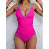 imageB2prity Womens V Neck One Piece Swimsuit Tummy Control Slimming Bathing Suit Double Straps Crisscross Back SwimwearHot Pink sky Blue