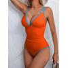 imageB2prity Womens V Neck One Piece Swimsuit Tummy Control Slimming Bathing Suit Double Straps Crisscross Back SwimwearOrange blue