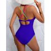 imageB2prity Womens V Neck One Piece Swimsuit Tummy Control Slimming Bathing Suit Double Straps Crisscross Back SwimwearRoyal Blue  Multi Colored Seams