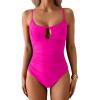 imageB2prity One Piece Swimsuit for Women Tummy Control Ruched Bathing Suit High Cut Cutout Swim SuitHot Pink