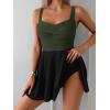 imageB2prity One Piece Swimdress Swimsuit for Women Tummy Control Wrap Swim Dress Modest Ruched Skirt Bathing SuitArmy Green Black