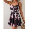 imageB2prity One Piece Swimdress Swimsuit for Women Tummy Control Wrap Swim Dress Modest Ruched Skirt Bathing SuitBlack Pink Flower
