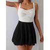 imageB2prity One Piece Swimdress Swimsuit for Women Tummy Control Wrap Swim Dress Modest Ruched Skirt Bathing SuitBlack White Block