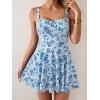 imageB2prity One Piece Swimdress Swimsuit for Women Tummy Control Wrap Swim Dress Modest Ruched Skirt Bathing SuitBlue White Floral
