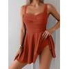 imageB2prity One Piece Swimdress Swimsuit for Women Tummy Control Wrap Swim Dress Modest Ruched Skirt Bathing SuitCaramel