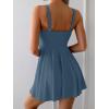 imageB2prity One Piece Swimdress Swimsuit for Women Tummy Control Wrap Swim Dress Modest Ruched Skirt Bathing SuitGrey Blue