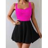 imageB2prity One Piece Swimdress Swimsuit for Women Tummy Control Wrap Swim Dress Modest Ruched Skirt Bathing SuitHot Pink Black