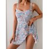 imageB2prity One Piece Swimdress Swimsuit for Women Tummy Control Wrap Swim Dress Modest Ruched Skirt Bathing SuitOrange Floral Print
