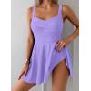 imageB2prity One Piece Swimdress Swimsuit for Women Tummy Control Wrap Swim Dress Modest Ruched Skirt Bathing SuitPurple