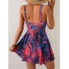 imageB2prity One Piece Swimdress Swimsuit for Women Tummy Control Wrap Swim Dress Modest Ruched Skirt Bathing SuitPurple Black Print