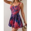 imageB2prity One Piece Swimdress Swimsuit for Women Tummy Control Wrap Swim Dress Modest Ruched Skirt Bathing SuitPurple Black Print
