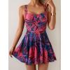 imageB2prity One Piece Swimdress Swimsuit for Women Tummy Control Wrap Swim Dress Modest Ruched Skirt Bathing SuitPurple Black Print