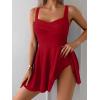imageB2prity One Piece Swimdress Swimsuit for Women Tummy Control Wrap Swim Dress Modest Ruched Skirt Bathing SuitRed