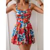 imageB2prity One Piece Swimdress Swimsuit for Women Tummy Control Wrap Swim Dress Modest Ruched Skirt Bathing SuitRed Floral Print