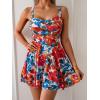 imageB2prity One Piece Swimdress Swimsuit for Women Tummy Control Wrap Swim Dress Modest Ruched Skirt Bathing SuitRed Floral Print