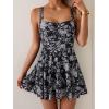 imageB2prity One Piece Swimdress Swimsuit for Women Tummy Control Wrap Swim Dress Modest Ruched Skirt Bathing SuitWhite Black Flower