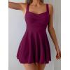 imageB2prity One Piece Swimdress Swimsuit for Women Tummy Control Wrap Swim Dress Modest Ruched Skirt Bathing SuitWine Red