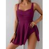 imageB2prity One Piece Swimdress Swimsuit for Women Tummy Control Wrap Swim Dress Modest Ruched Skirt Bathing SuitWine Red