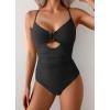 imageB2prity One Piece Swimsuit Tummy Control Cutout Bathing Suit for Women Ruched V Neck Push up SwimwearBlack