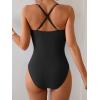 imageB2prity One Piece Swimsuit Tummy Control Cutout Bathing Suit for Women Ruched V Neck Push up SwimwearBlack