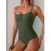imageB2prity One Piece Swimsuit for Women Tummy Control Retro Bathing Suit Button Up Slimming SwimwearArmy Green