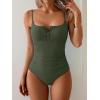 imageB2prity One Piece Swimsuit for Women Tummy Control Retro Bathing Suit Button Up Slimming SwimwearArmy Green