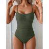 imageB2prity One Piece Swimsuit for Women Tummy Control Retro Bathing Suit Button Up Slimming SwimwearArmy Green