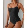 imageB2prity One Piece Swimsuit for Women Tummy Control Retro Bathing Suit Button Up Slimming SwimwearBlack