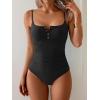 imageB2prity One Piece Swimsuit for Women Tummy Control Retro Bathing Suit Button Up Slimming SwimwearBlack