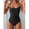 imageB2prity One Piece Swimsuit for Women Tummy Control Retro Bathing Suit Button Up Slimming SwimwearBlack