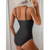 imageB2prity One Piece Swimsuit for Women Tummy Control Retro Bathing Suit Button Up Slimming SwimwearBlack