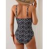 imageB2prity One Piece Swimsuit for Women Tummy Control Retro Bathing Suit Button Up Slimming SwimwearBlack Polka Dot