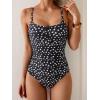 imageB2prity One Piece Swimsuit for Women Tummy Control Retro Bathing Suit Button Up Slimming SwimwearBlack Polka Dot