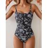 imageB2prity One Piece Swimsuit for Women Tummy Control Retro Bathing Suit Button Up Slimming SwimwearBlack White Print