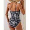 imageB2prity One Piece Swimsuit for Women Tummy Control Retro Bathing Suit Button Up Slimming SwimwearBlack White Print