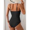imageB2prity One Piece Swimsuit for Women Tummy Control Retro Bathing Suit Button Up Slimming SwimwearBlackribbed