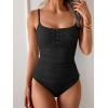 imageB2prity One Piece Swimsuit for Women Tummy Control Retro Bathing Suit Button Up Slimming SwimwearBlackribbed