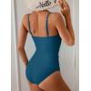 imageB2prity One Piece Swimsuit for Women Tummy Control Retro Bathing Suit Button Up Slimming SwimwearBlue