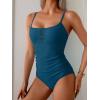 imageB2prity One Piece Swimsuit for Women Tummy Control Retro Bathing Suit Button Up Slimming SwimwearBlue