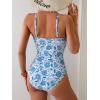 imageB2prity One Piece Swimsuit for Women Tummy Control Retro Bathing Suit Button Up Slimming SwimwearBlue White Print