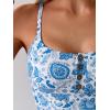 imageB2prity One Piece Swimsuit for Women Tummy Control Retro Bathing Suit Button Up Slimming SwimwearBlue White Print