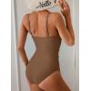 imageB2prity One Piece Swimsuit for Women Tummy Control Retro Bathing Suit Button Up Slimming SwimwearBrown